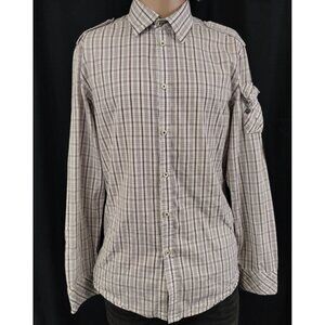 Diesel Men's Brown/White Plaid Shirt/Button Up SizeM SKU3343